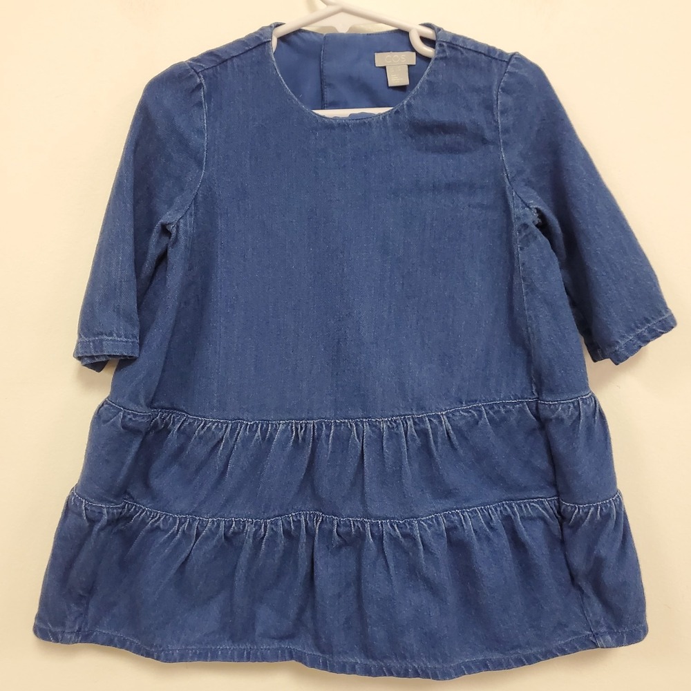 Cos Baby Tiered Chambray‎ Dress Size 1-2 Years Blue Country Prairie Sustainable